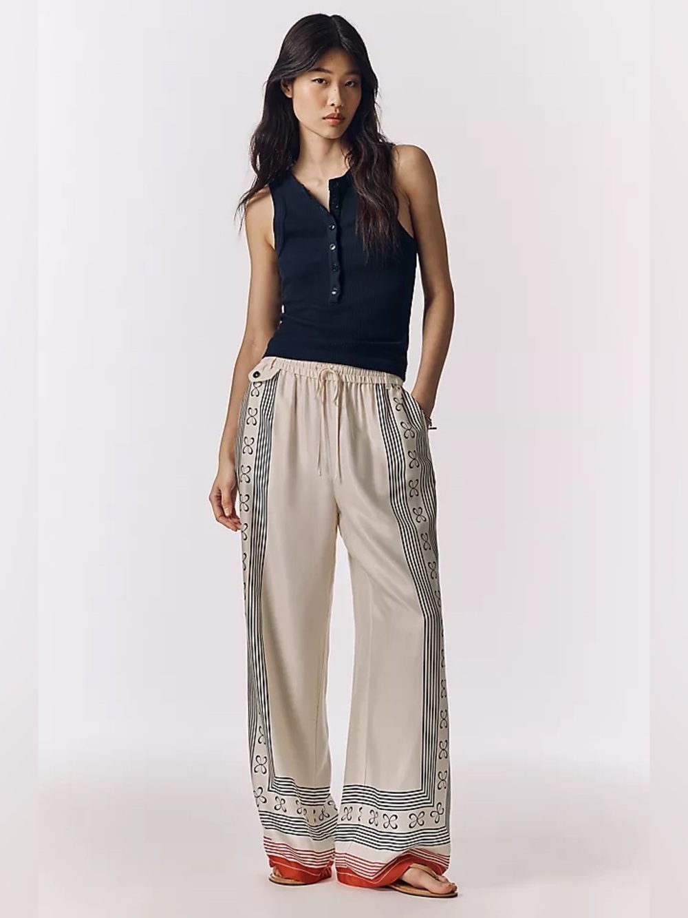 Anthropologie Maeve Brooklin Pull On Wide Leg Pants Small Tall